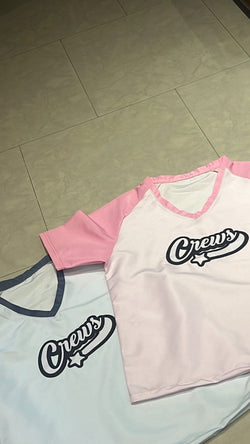 Crews Nylon Boxy Fit Tee Blue + Pink - 2000Crew