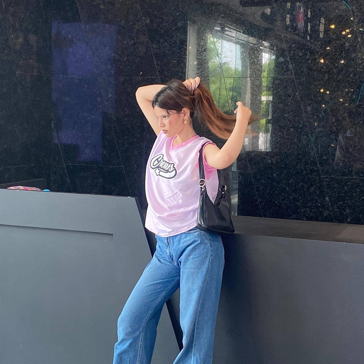 Crews Nylon Boxy Fit Tee Blue + Pink - 2000Crew