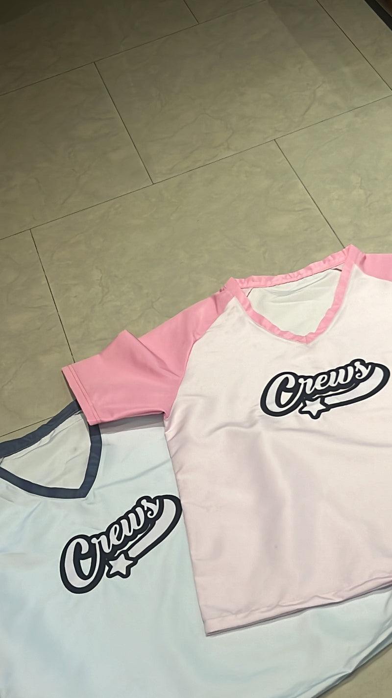 Crews Nylon Boxy Fit Tee Blue + Pink