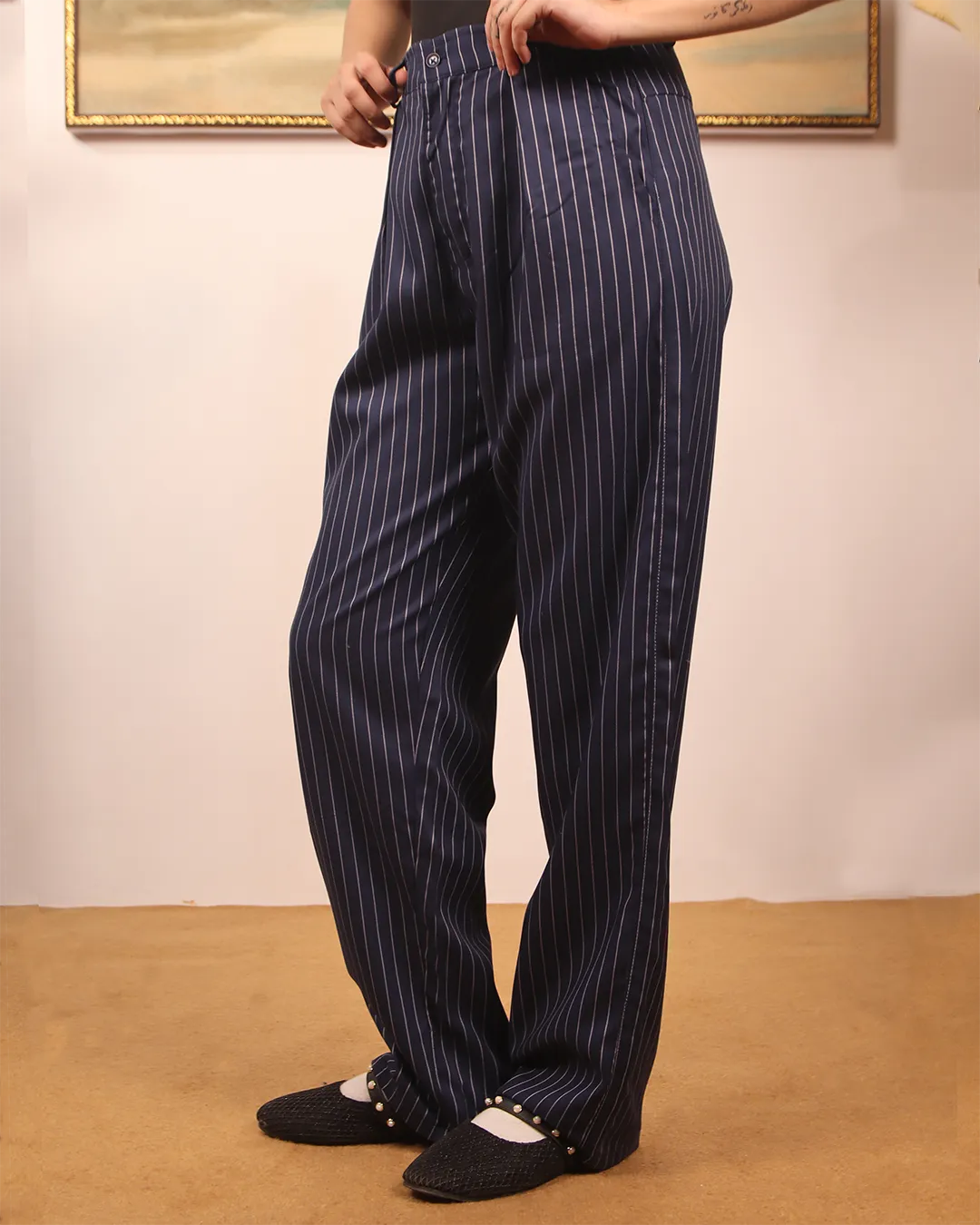 Syndicate Wide Leg Pinstripe Navy
