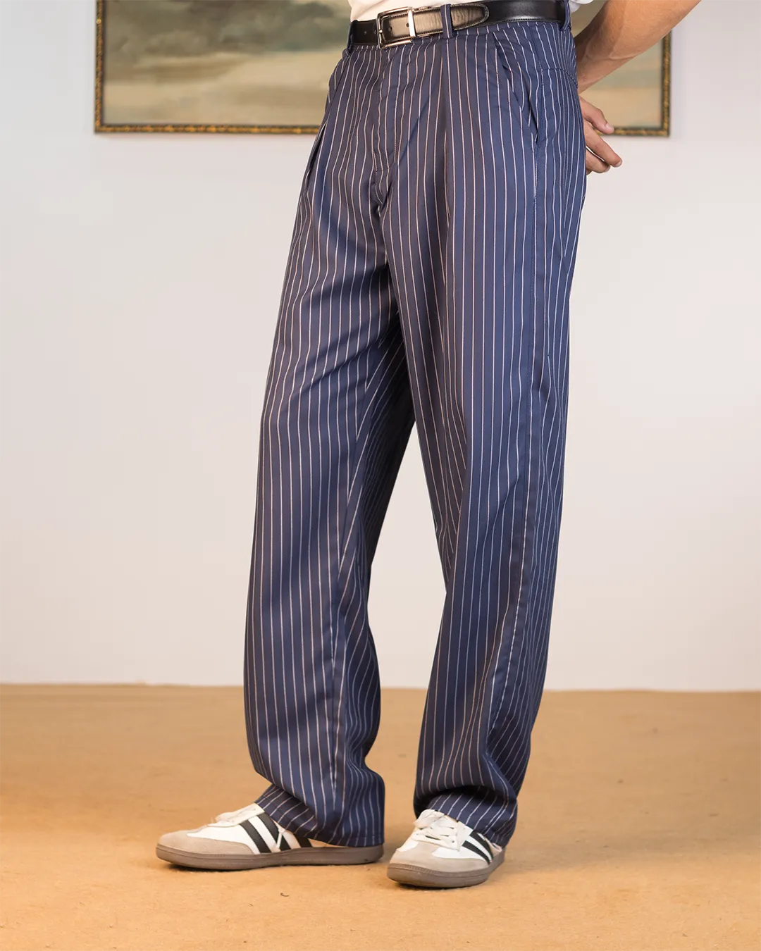 Syndicate Wide Leg Pinstripe Navy