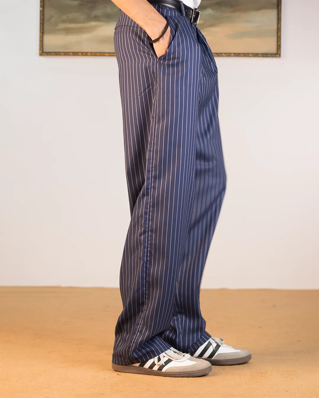 Syndicate Wide Leg Pinstripe Navy