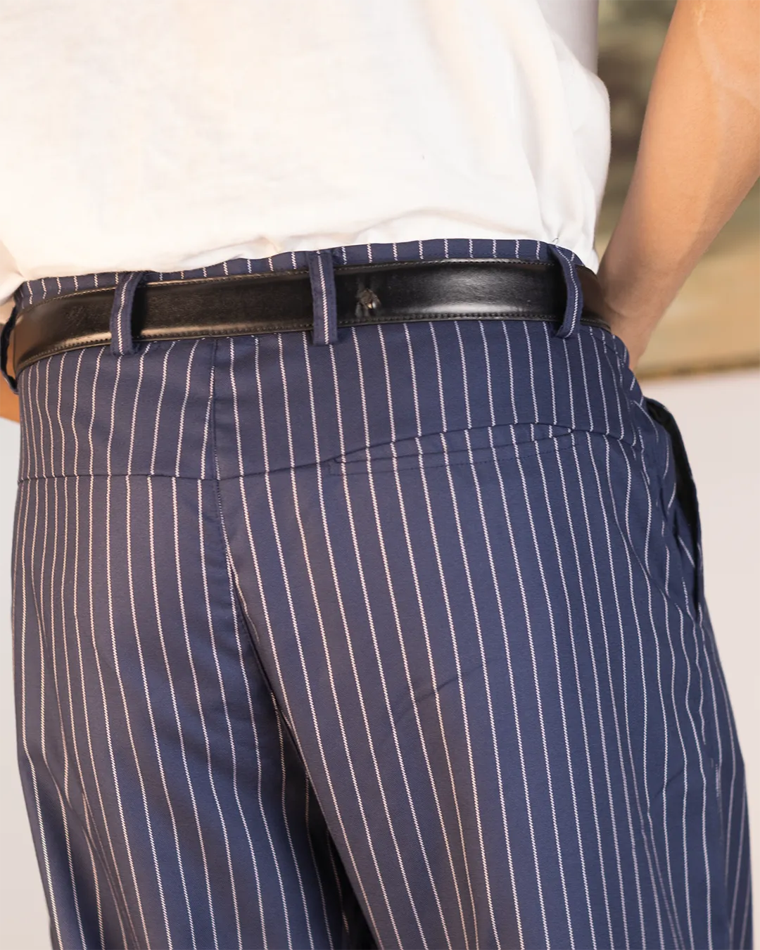Syndicate Wide Leg Pinstripe Navy